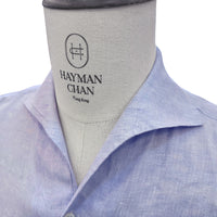 藍調一體領亞麻襯衫