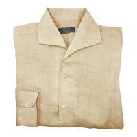 大地系一體領亞麻襯衫