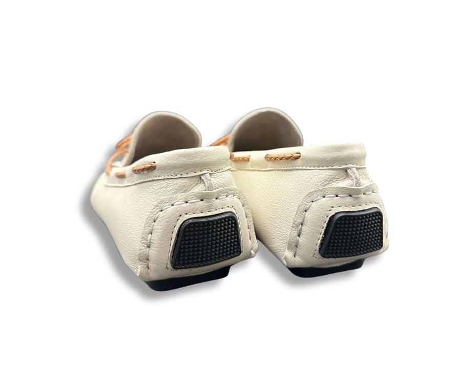 Cream Leather Driving Shoes